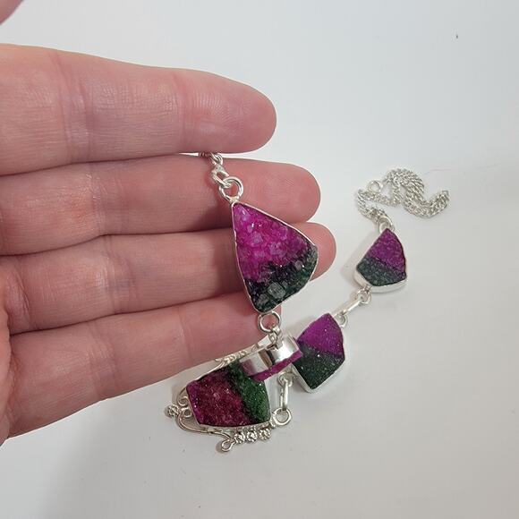 Handmade Tourmaline Crystal Necklace in Sterling Silver Unique Gemstone Jewelry - Picture 5 of 10
